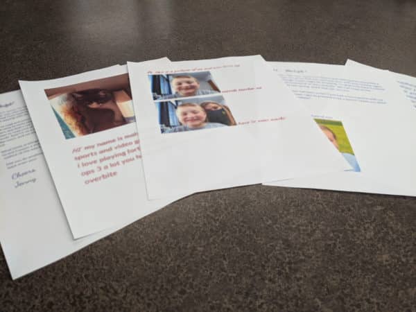 flyers with pictures and descriptions of volunteers