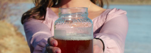 A mason jar of Kombucha