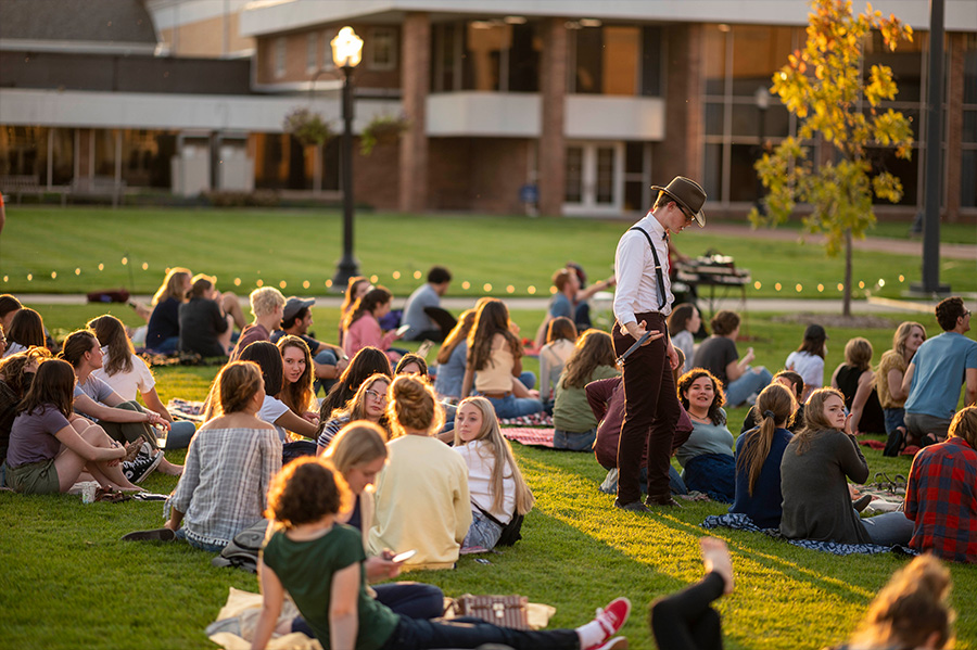 The north quad—the green, grassy area to the north of Central Hall