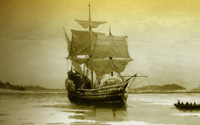 A painting of a sailing ship
