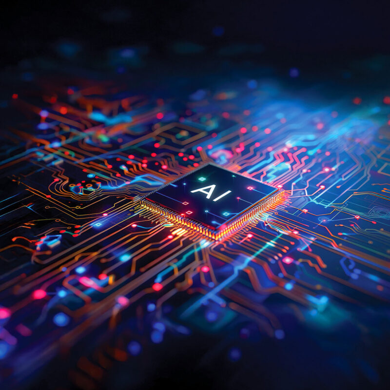 A computer chip on a board.