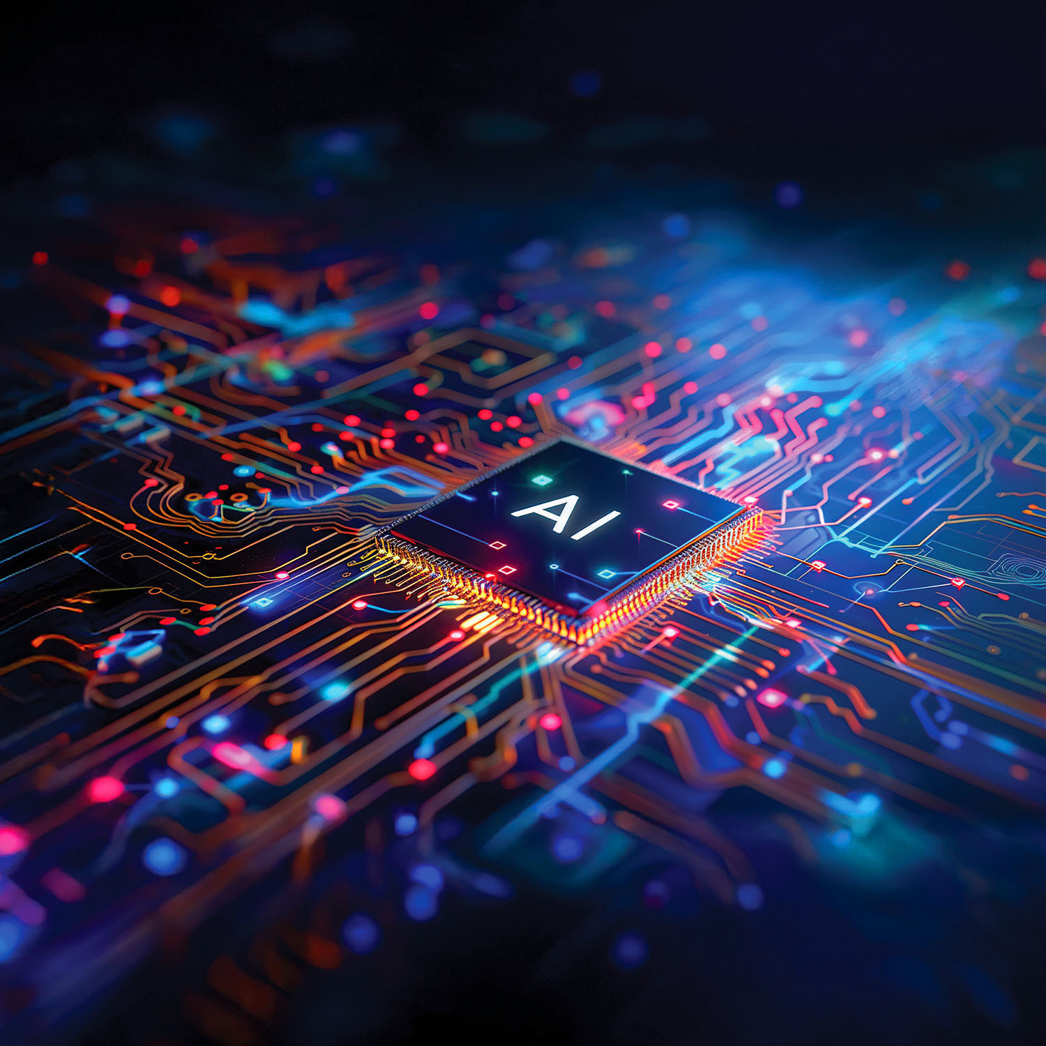 A computer chip on a board.