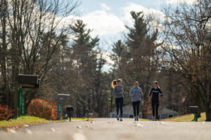 Women running on a fall day